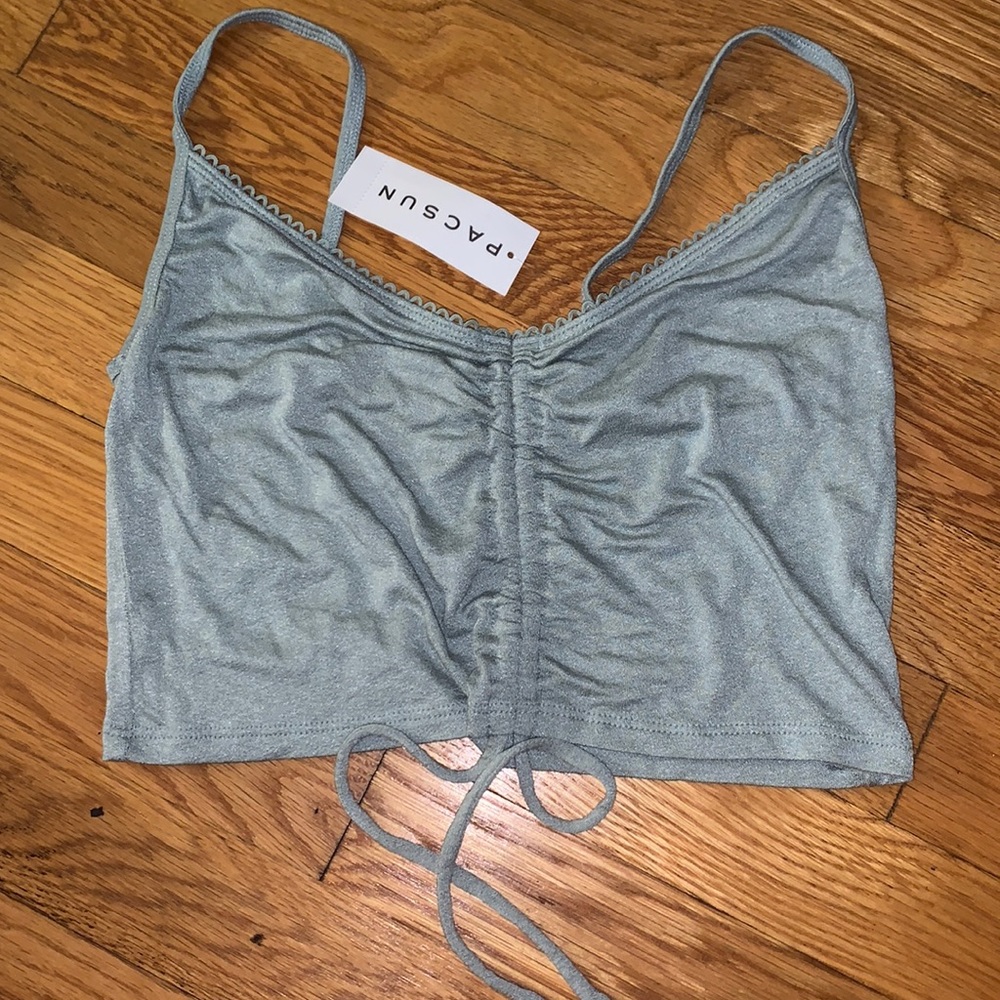 Pacsun Teal Front Ruched Tighten Tank Top